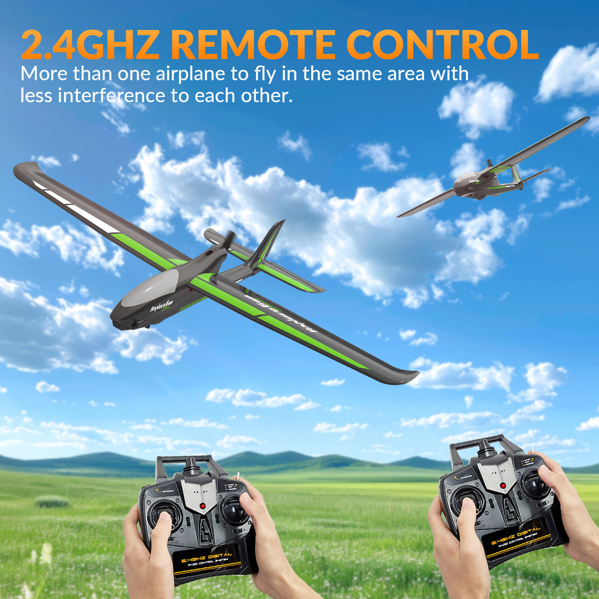 4CH 2.4GHz Remote Control Glider Airplane Rtf With 6 Axis Gyro 3 Modes Toy Black