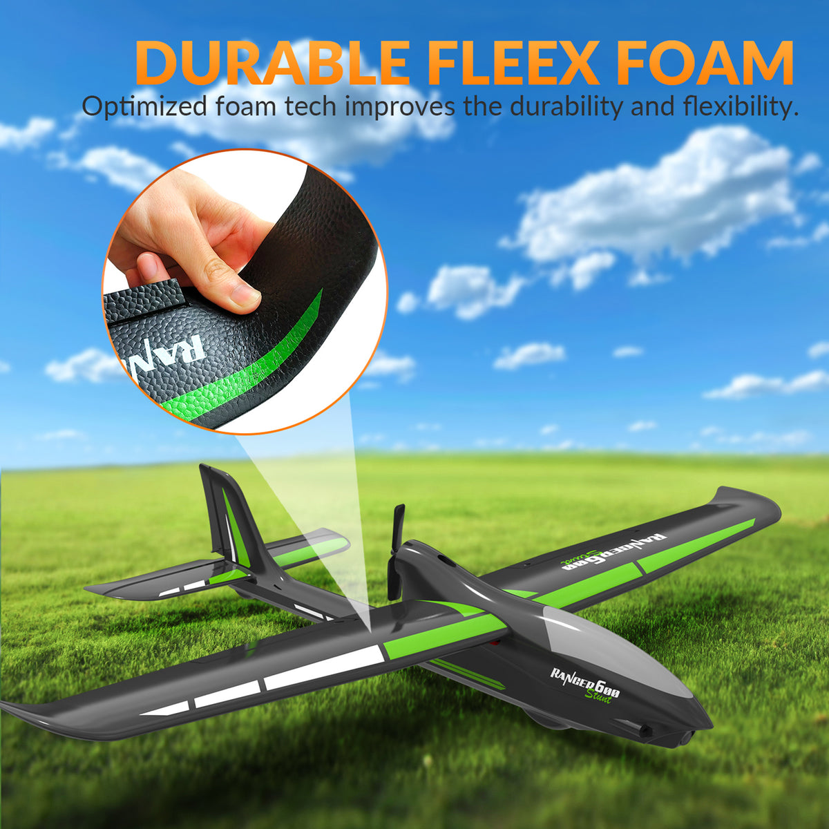 4CH 2.4GHz Remote Control Glider Airplane Rtf With 6 Axis Gyro 3 Modes Toy Black