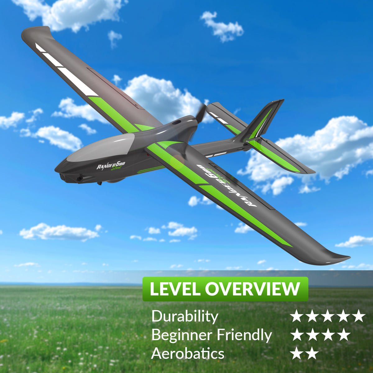 4CH 2.4GHz Remote Control Glider Airplane Rtf With 6 Axis Gyro 3 Modes Toy Black