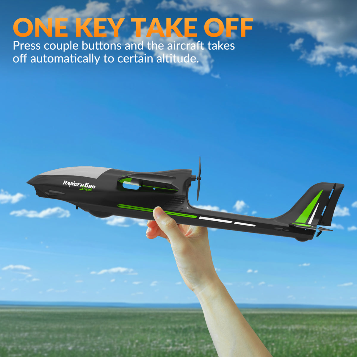 4CH 2.4GHz Remote Control Glider Airplane Rtf With 6 Axis Gyro 3 Modes Toy Black