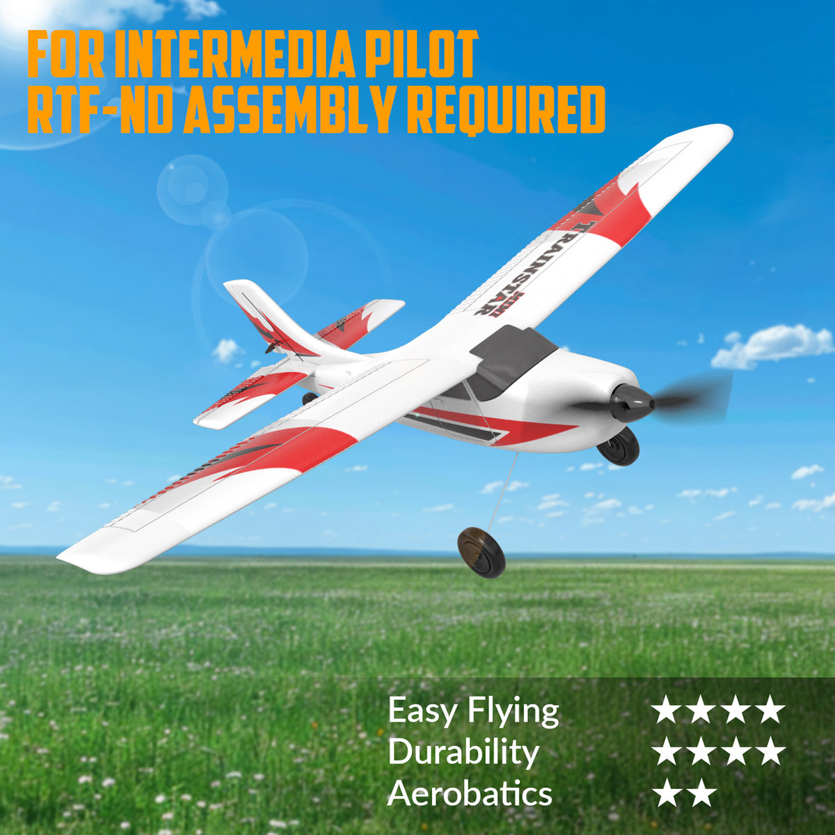 3CH Remote Control Airplane 6-Axis Gyro Stabilizer Aircraft Red With 2 Batteries