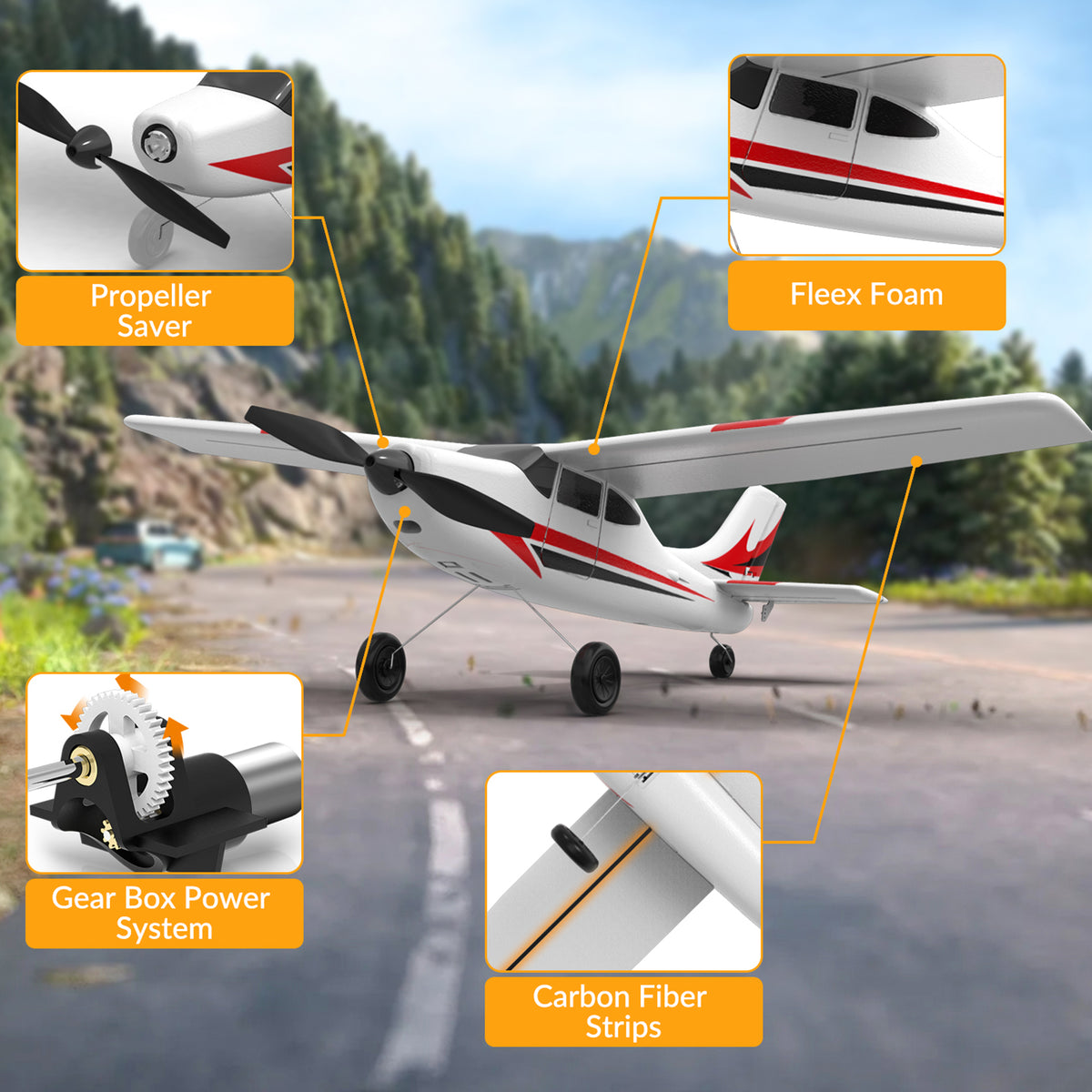 3CH Remote Control Airplane 6-Axis Gyro Stabilizer Aircraft Red With 2 Batteries