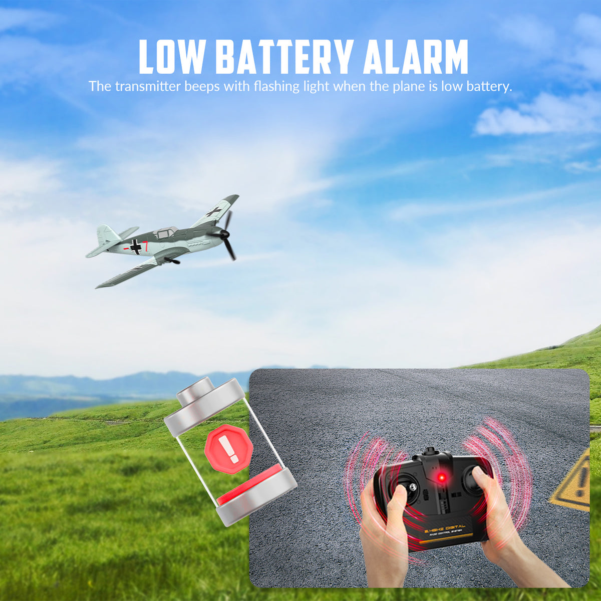 RC 76206 2.4GHz 3CH Airplane Fixed Wing With Gyro System 2 Batteries Kid Toy