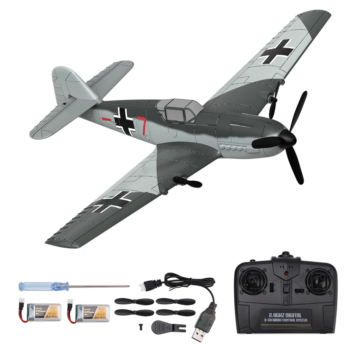 RC 76206 2.4GHz 3CH Airplane Fixed Wing With Gyro System 2 Batteries Kid Toy