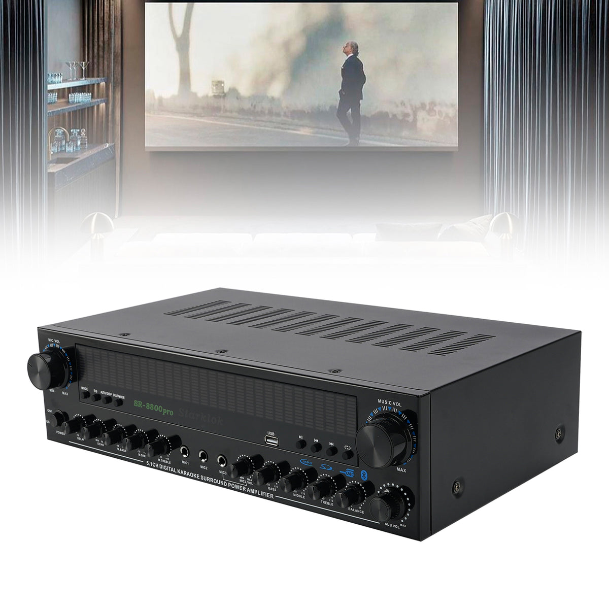 3600W Peak Stereo HiFi Power Bluetooth Amplifier High-Power 5.1 Subwoofer Home