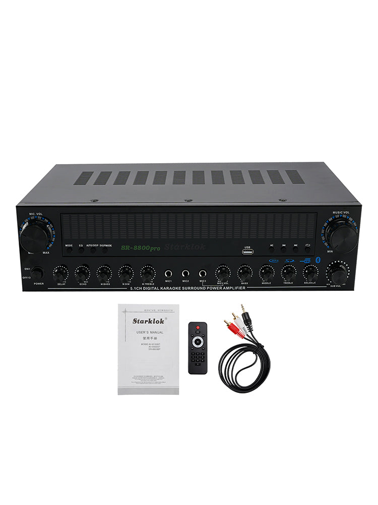 3600W Peak Stereo HiFi Power Bluetooth Amplifier High-Power 5.1 Subwoofer Home