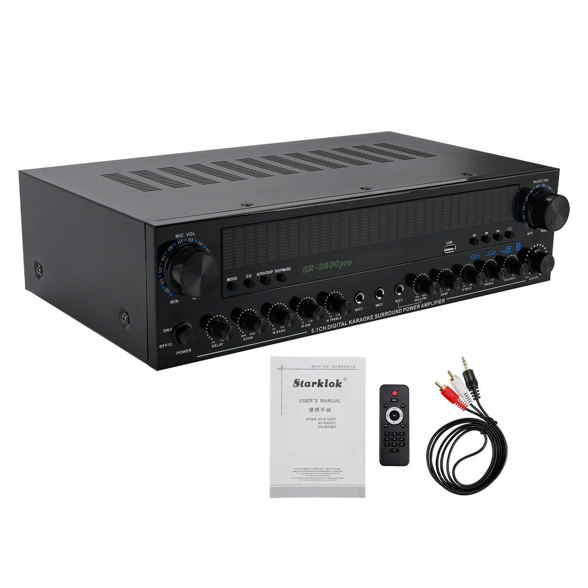 3600W Peak Stereo HiFi Power Bluetooth Amplifier High-Power 5.1 Subwoofer Home