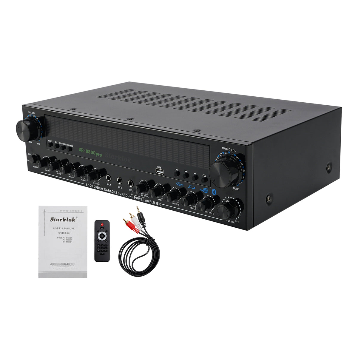 3600W Peak Stereo HiFi Power Bluetooth Amplifier High-Power 5.1 Subwoofer Home