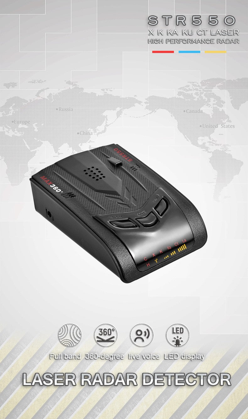 STR550 Lidar Speedometer Radar Detector Car Radar Speed Detector 360°Laser Dog