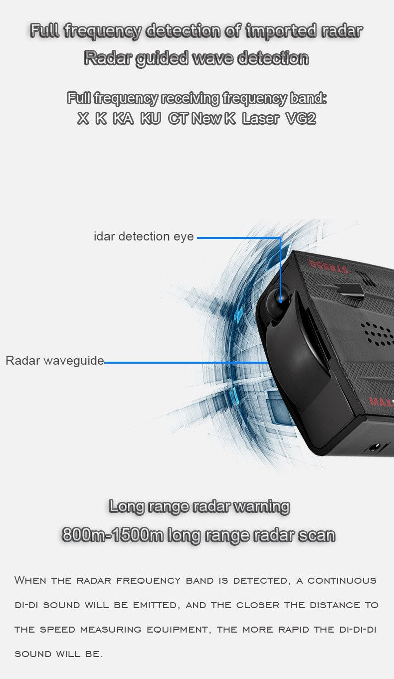 STR550 Lidar Speedometer Radar Detector Car Radar Speed Detector 360°Laser Dog