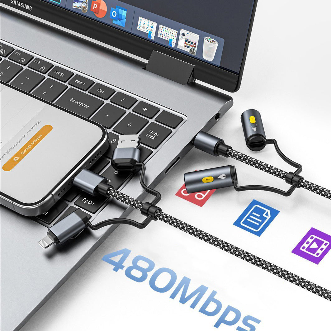 240W 6-in-1 Rugged Charging Cable with Arc Ignite and Emergency Light USB C Fast Charging Cable for Outdoor Emergency Use 240W Arc Strobe
