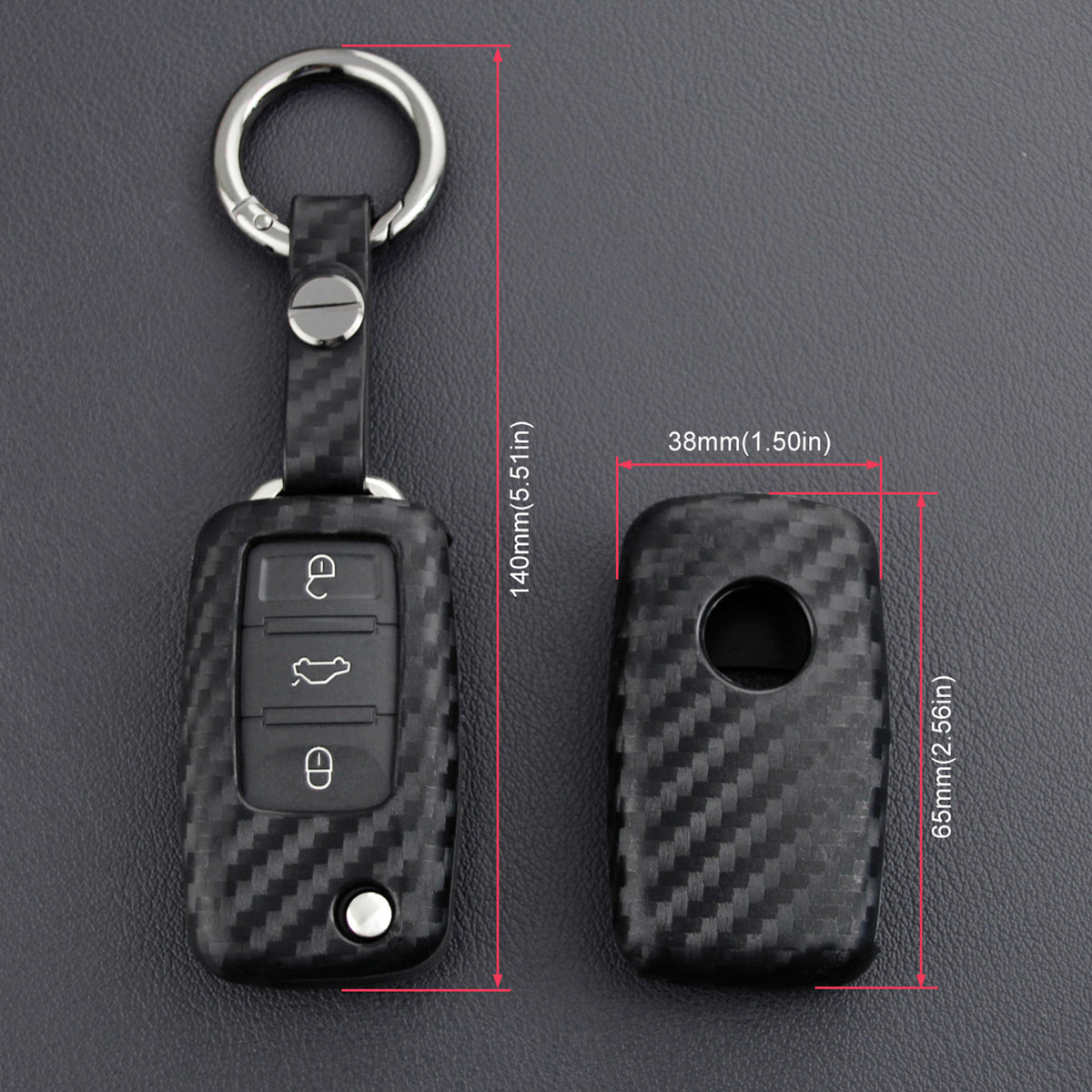 2011-2018 Volkswagen Jetta Leather Silicone Car Key Case Cover With Buckle Generic