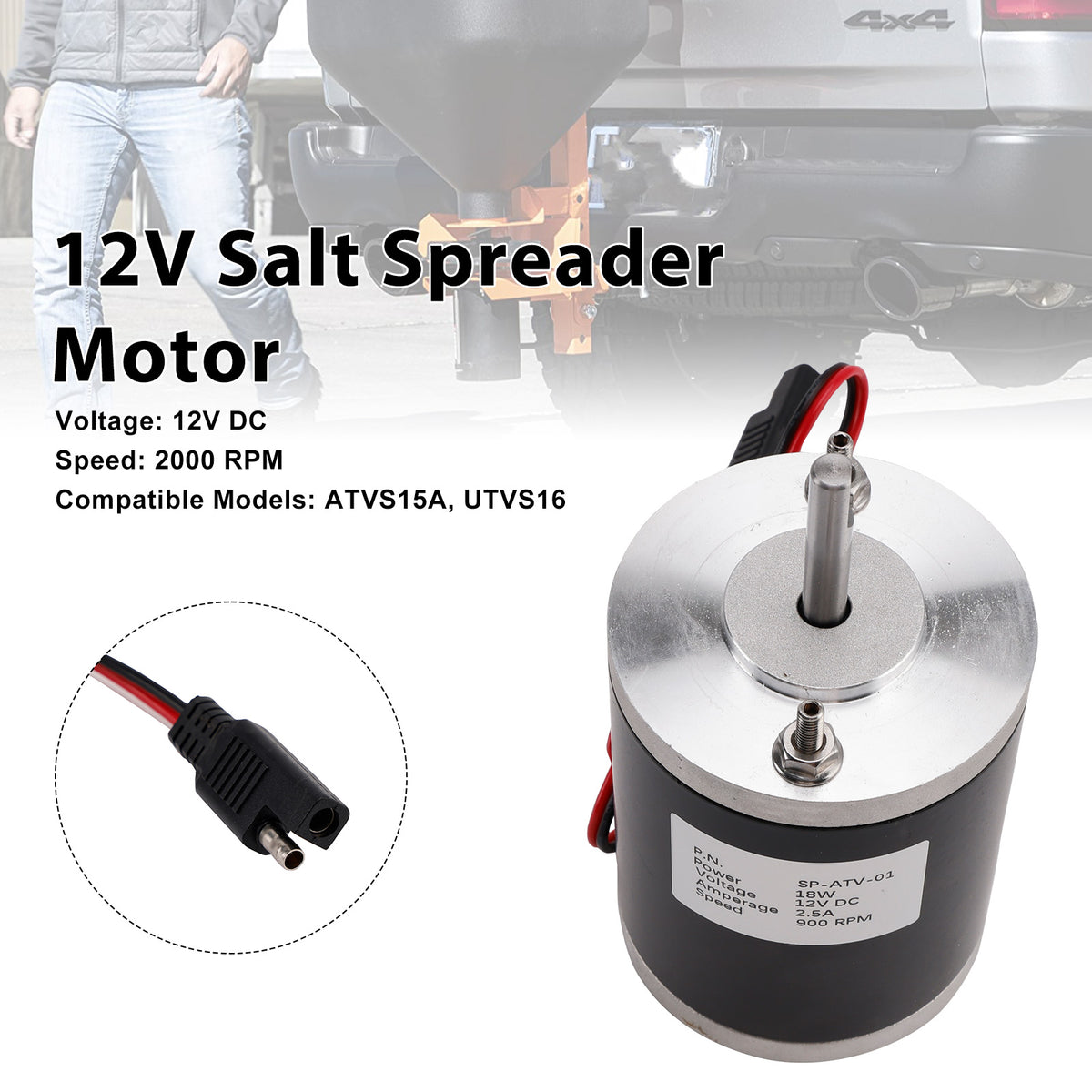 Salt Spreader Motor Replaces Buyers SaltDogg 3000966 for ATVS15A UTVS16