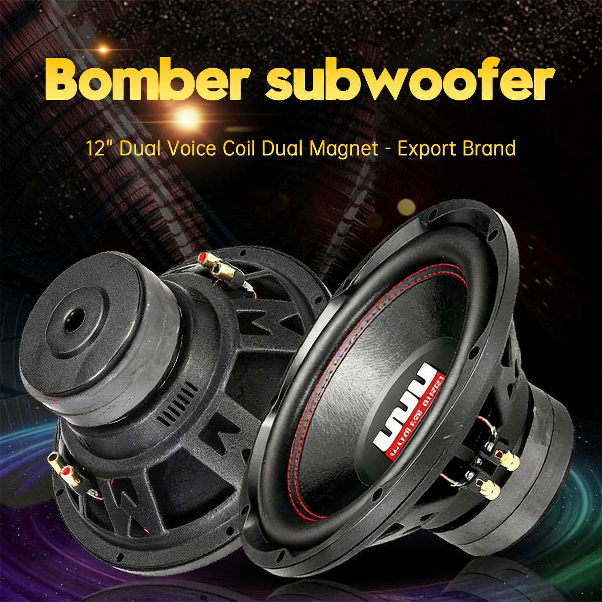 2PCS 12"Car Audio Subwoofer 2200W Max Power Dual Magnet Dual Coil Woofer Speaker