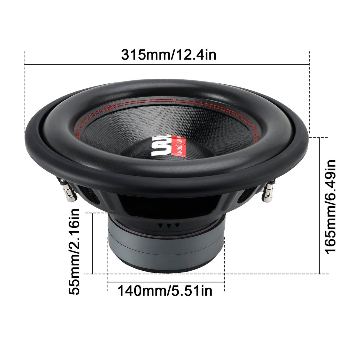 2PCS 12"Car Audio Subwoofer 2200W Max Power Dual Magnet Dual Coil Woofer Speaker