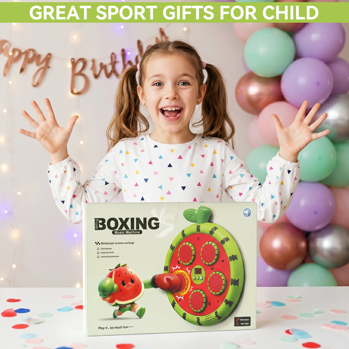 Fruit Boxing Machine Children's Bluetooth Music Boxing Wall Target Home Intelligent Sports Equipment Boxing Training Machine