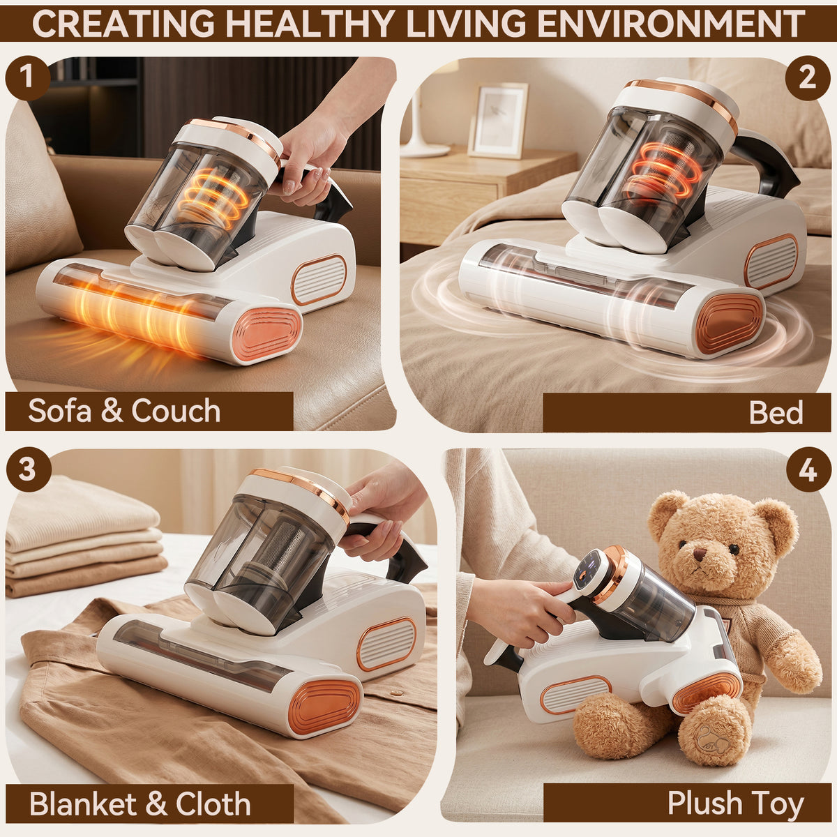 15KPa Cordless Mattress Vacuum Cleaner with UV Care & 140°F Heat