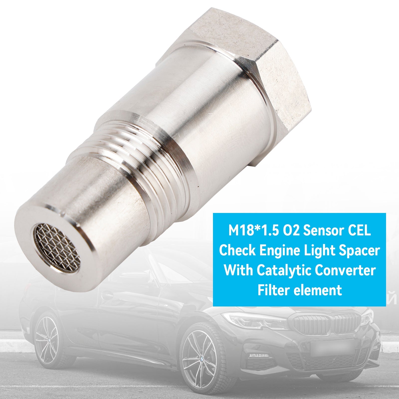 M18*1.5 O2 Sensor CEL Check Engine Light Spacer W/Catalytic Converter