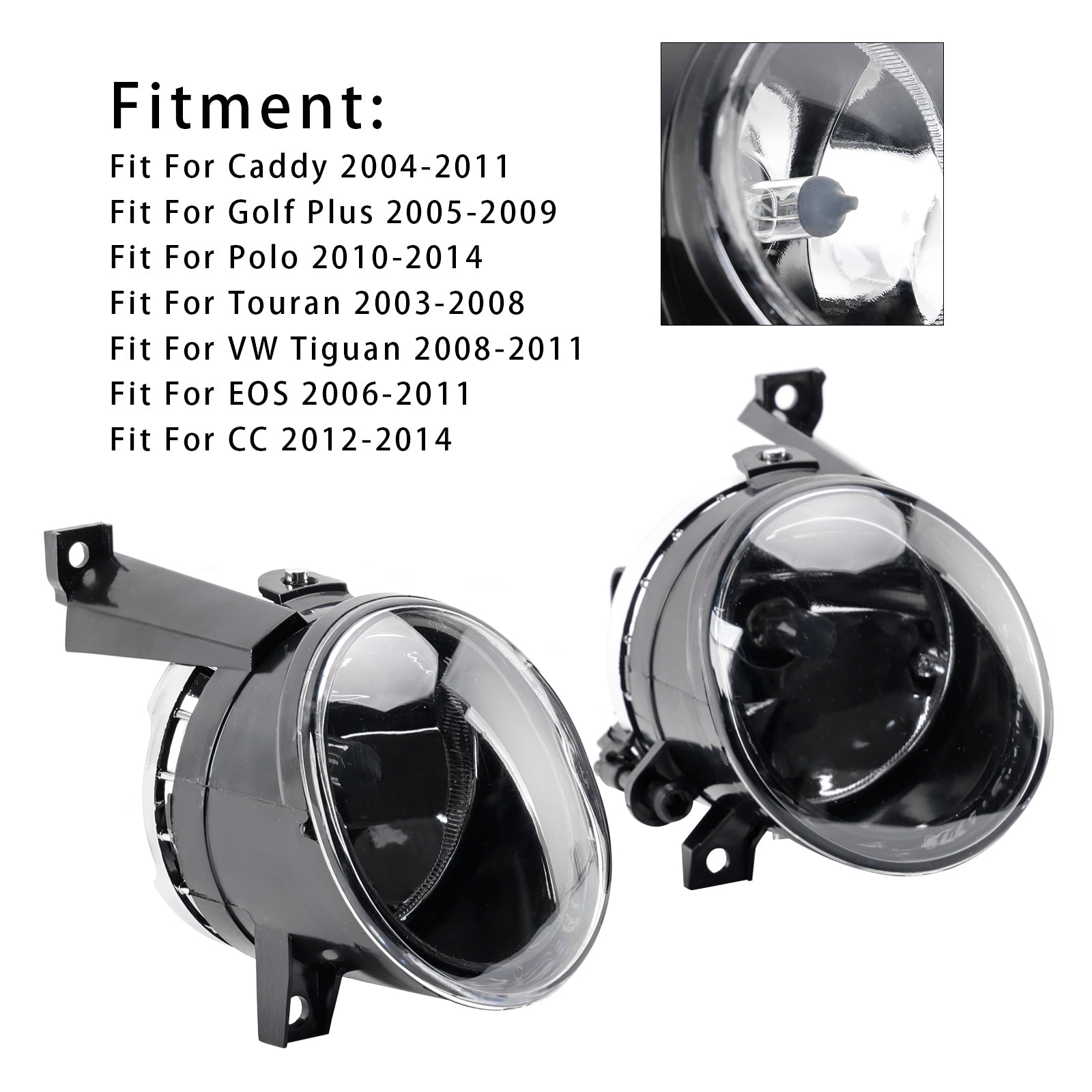 Pair Front Fog Light For Volkswagen Caddy 2004-2011 Touran 2003-2008