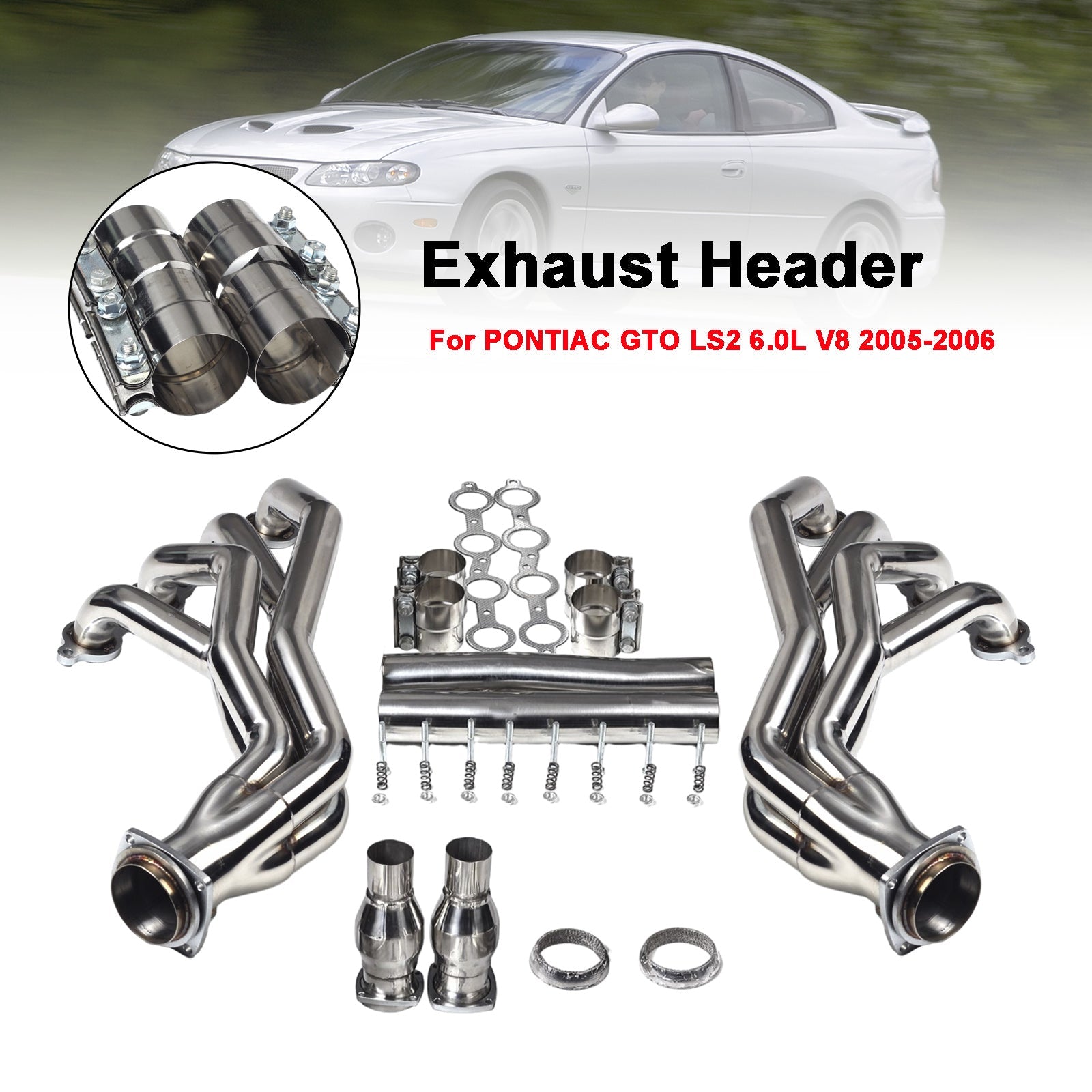 Stainless Steel Header Manifold Exhaust Fit Pontiac GTO 6.0L V8 2005-2006
