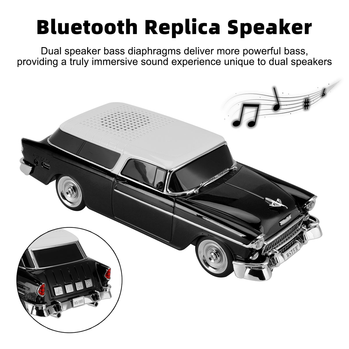 WS-1955 Bluetooth Replica Speaker Retro Speaker Car Design HD Sound TWS FM Radio