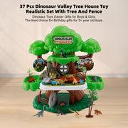 37 Pcs Dinosaur Valley Tree House Toy Realistic Set With Tree And Fence For Kid
