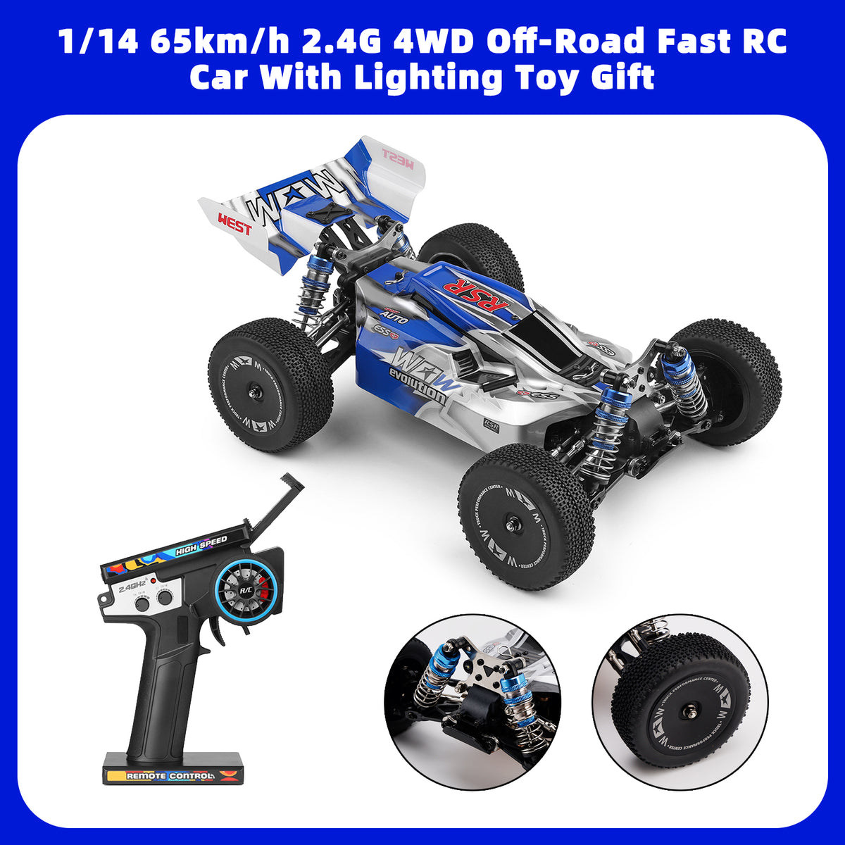 WLtoys 144011 1/14 65km/h 2.4G 4WD Off-Road Fast RC Car With Lighting Toy Gift