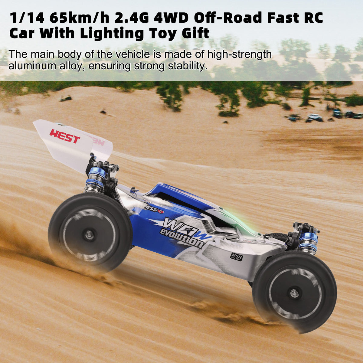 WLtoys 144011 1/14 65km/h 2.4G 4WD Off-Road Fast RC Car With Lighting Toy Gift