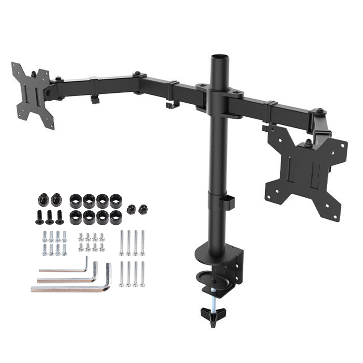 Double Dual Display Computer Monitor Arm Mount Desk Stand 17"-27" Screen LED LCD