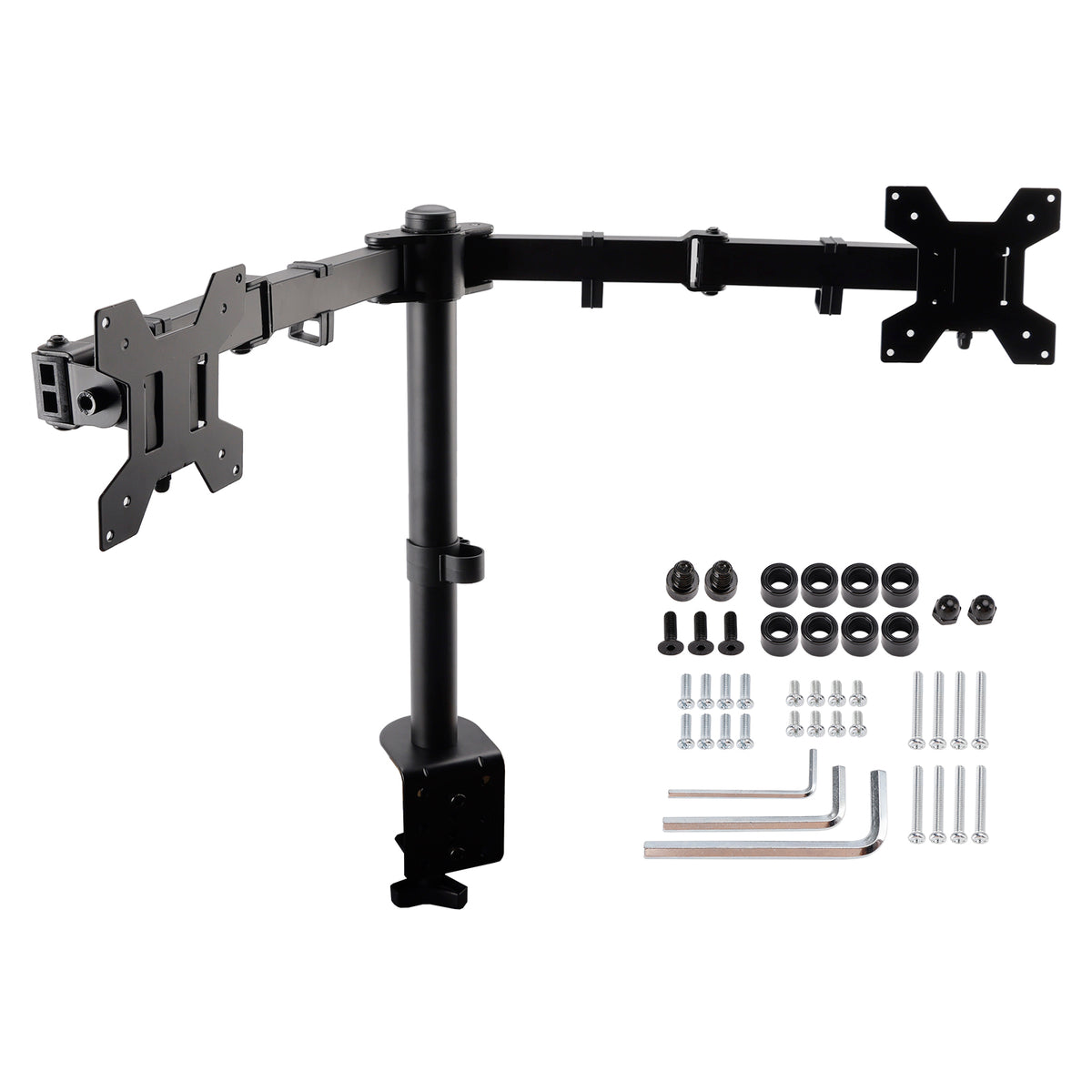 Double Dual Display Computer Monitor Arm Mount Desk Stand 17"-27" Screen LED LCD