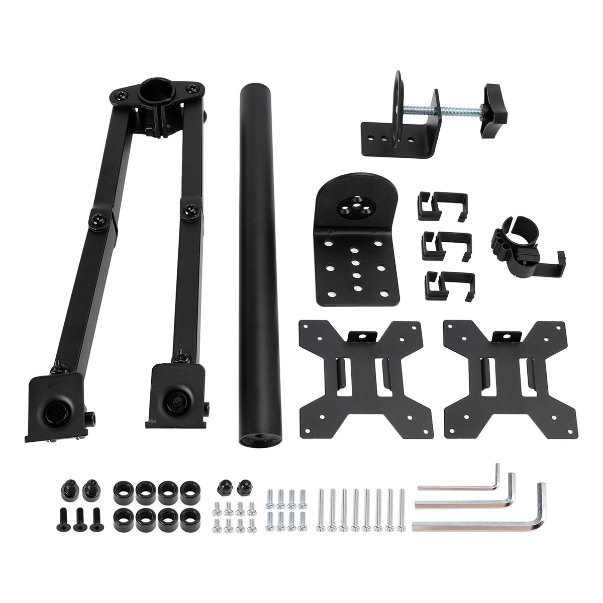 Double Dual Display Computer Monitor Arm Mount Desk Stand 17"-27" Screen LED LCD
