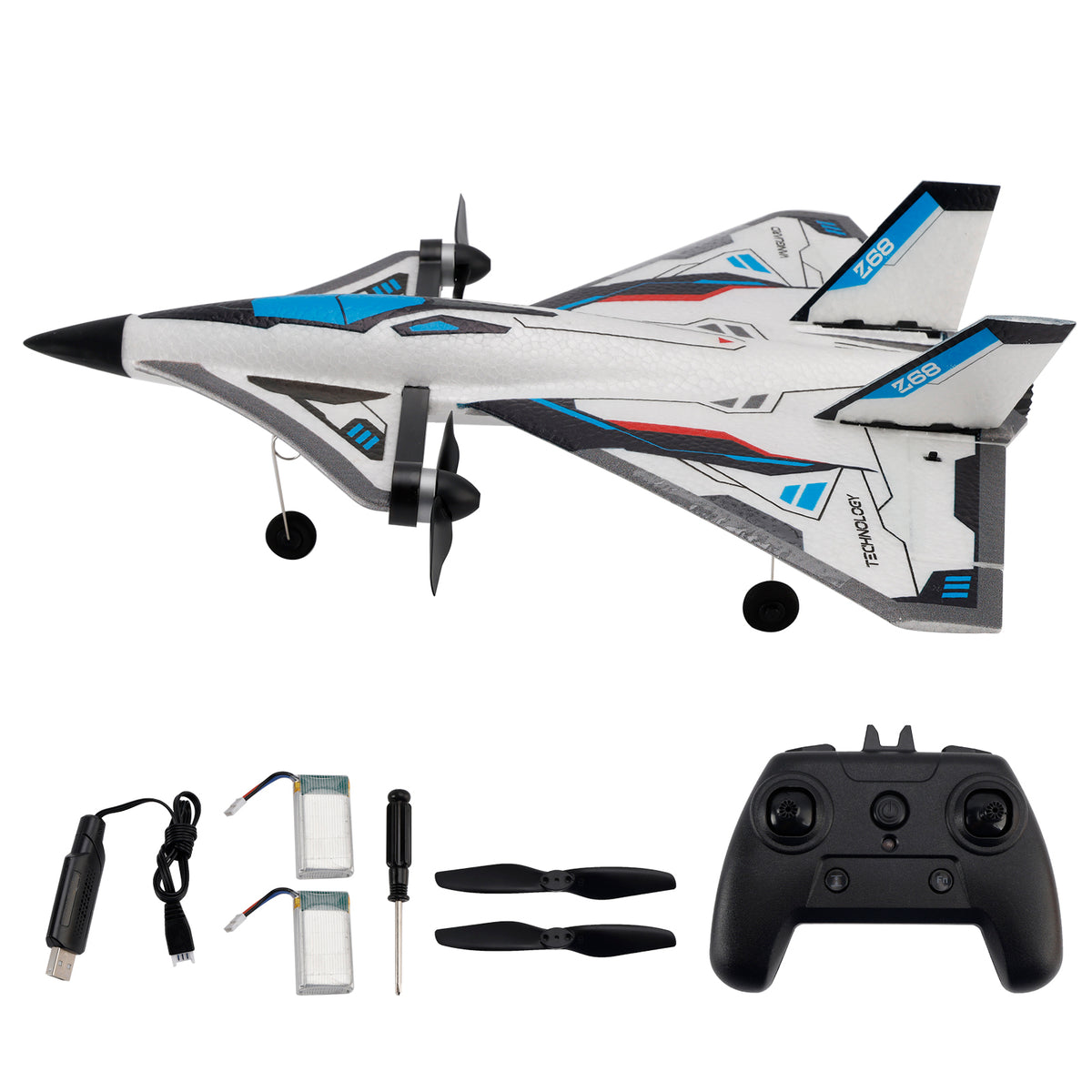 Z68 2.4GHz 6CH Remote Control Future Fighter Brushless With Light 2 Batteries