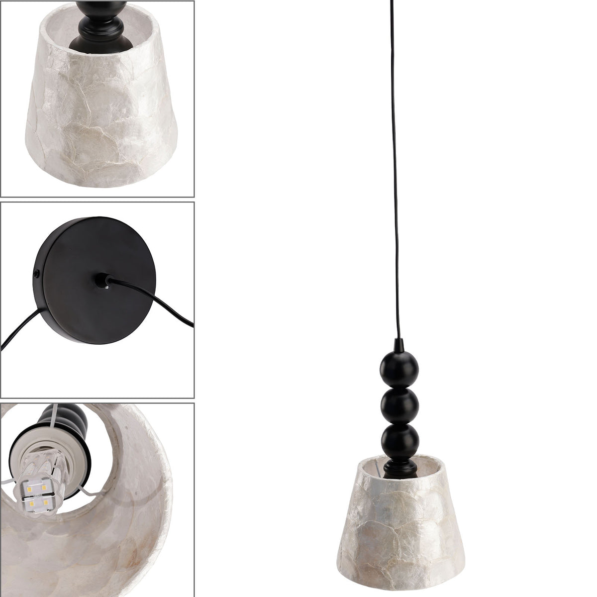 1-light 6.9" Natural Capiz Seashell Pendant Light