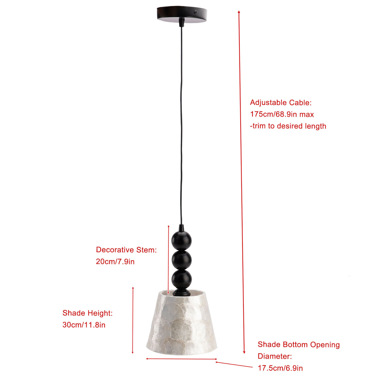 1-light 6.9" Natural Capiz Seashell Pendant Light