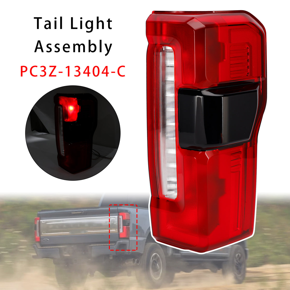 2023-2026 F-250 F-350 F-450 Super Duty With Blind Spot Information System Without Blind Spot Module Right LED Tail Light With Blind Spot PC3Z13404C PC3Z-13404-C C146-A300-B Generic