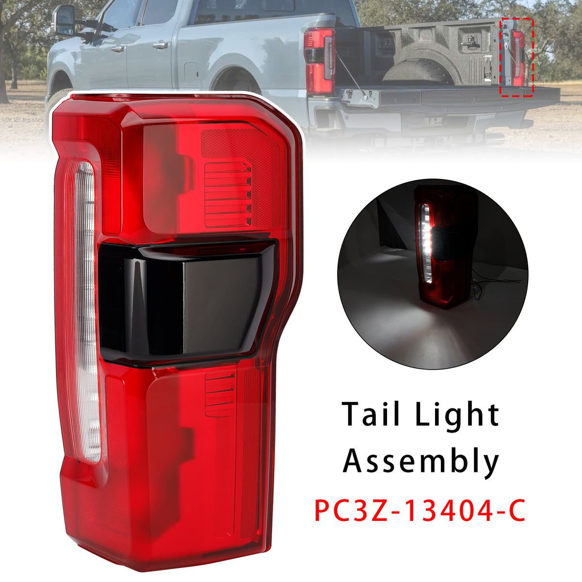 2023-2026 F-250 F-350 F-450 Super Duty With Blind Spot Information System Without Blind Spot Module Right LED Tail Light With Blind Spot PC3Z13404C PC3Z-13404-C C146-A300-B Generic