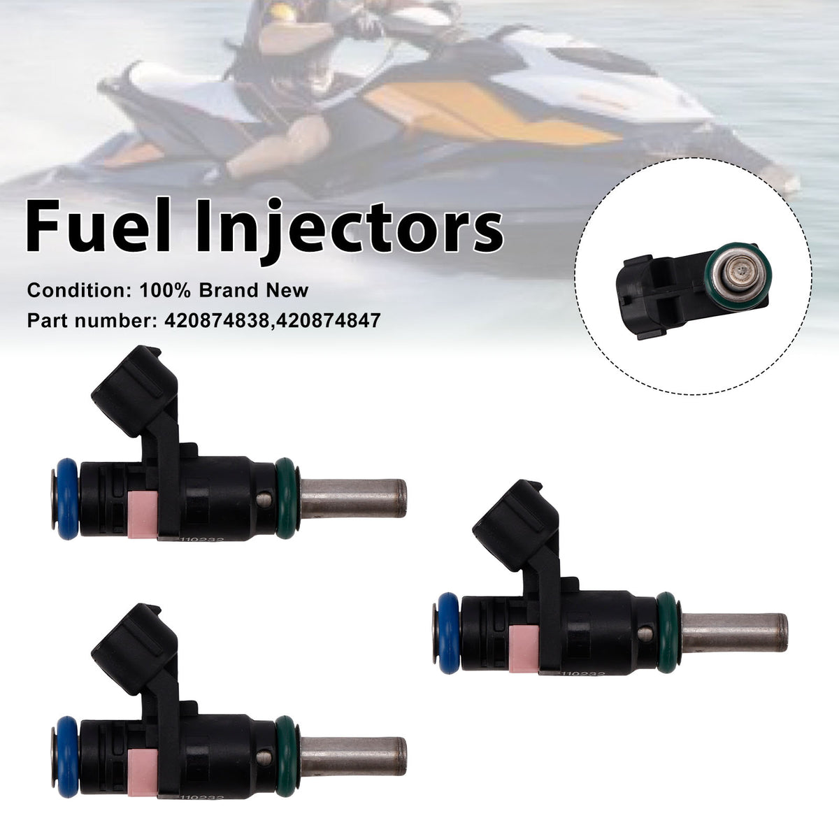 2015 Sea-Doo SPARK ACE 900 2UP 3PC Fuel Injectors 420874838 420874847 Generic
