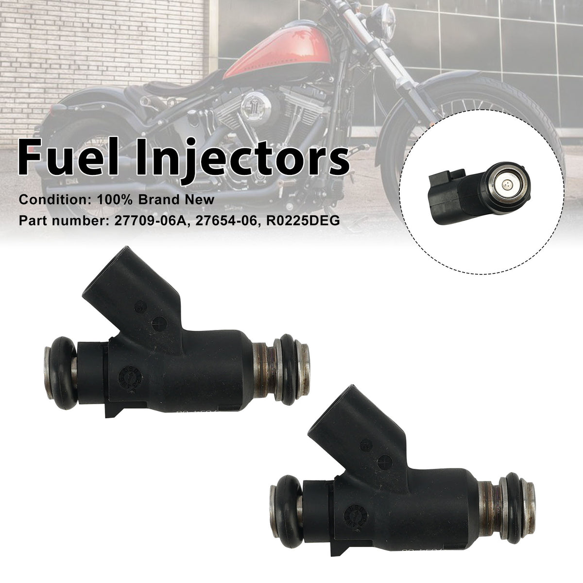2PC 27654-06 Fuel Injectors 27709-06A Fits For Dyna Cross Bones 25 Degree