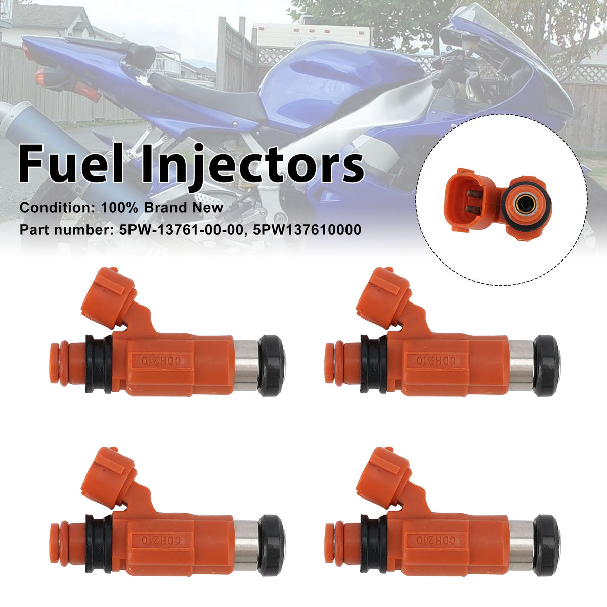 2003 Yamaha R1 (YZFR1RC-F) 4PC Fuel Injectors 5PW-13761-00-00 5PW137610000 Generic