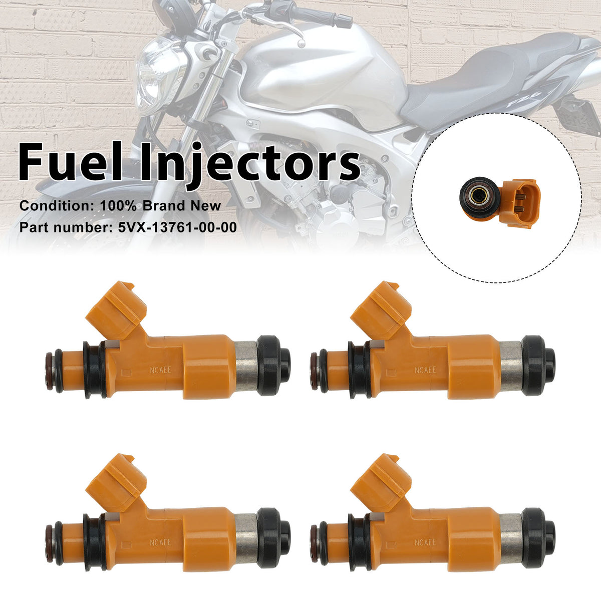 2004-2009 Yamah FZ6 4PC Fuel Injectors 5VX-13761-00-00 Generic