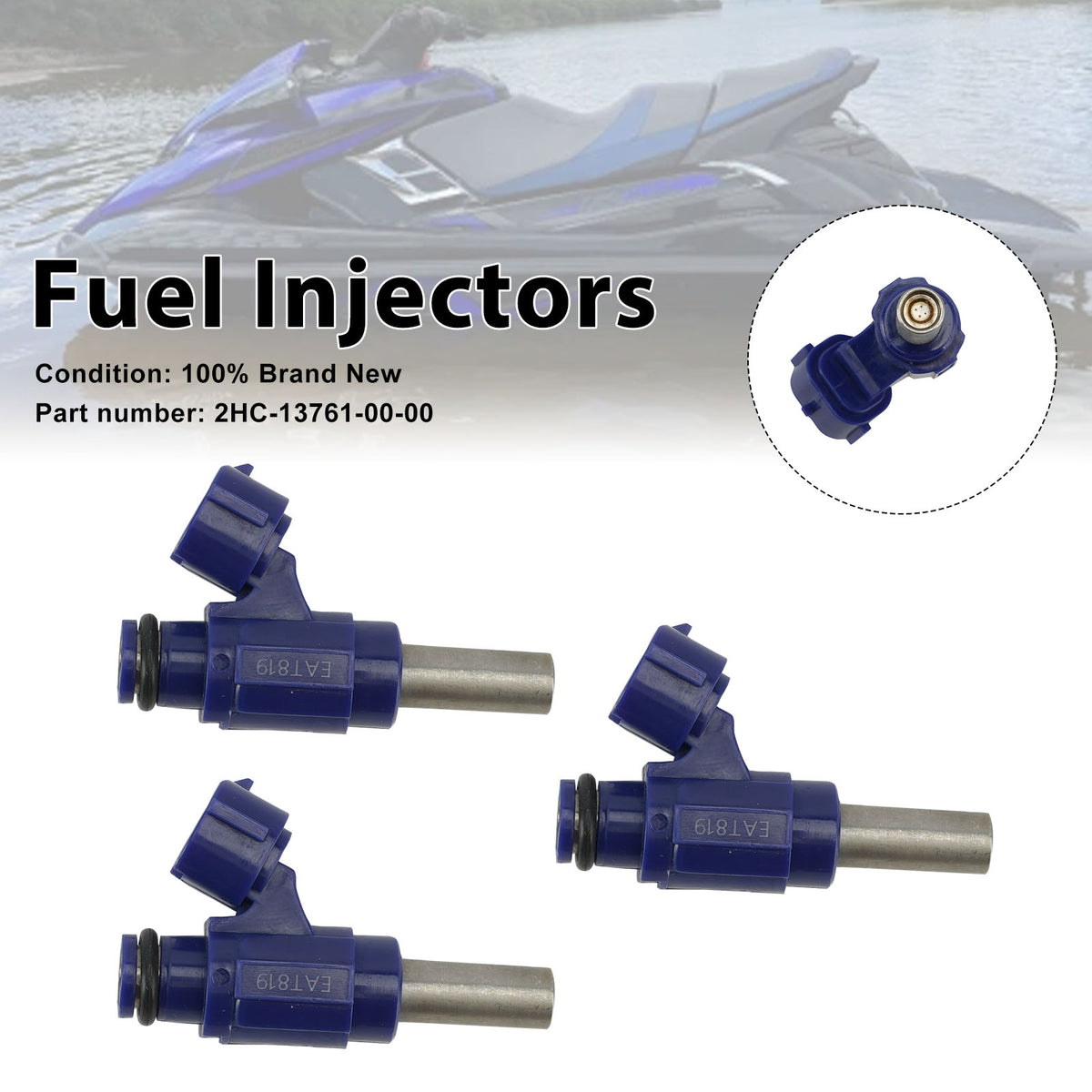 2018-2023 Yamaha WaveRunner VX Jet 3PC Fuel Injectors 2HC-13761-00-00 Generic