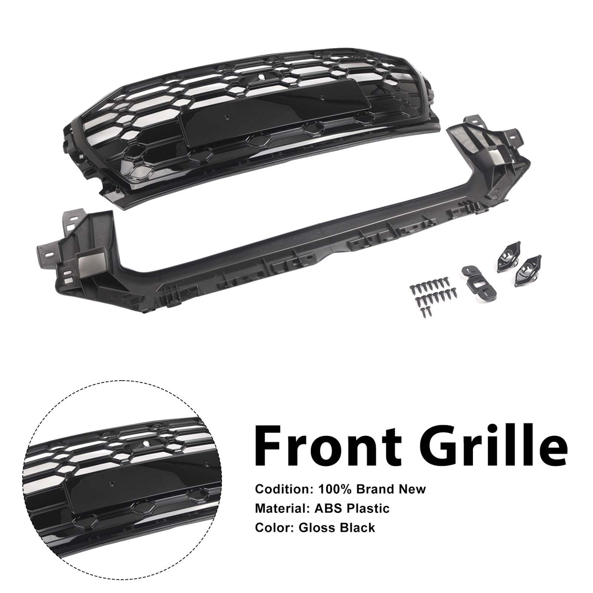 RSQ5 Style Front Honeycomb Mesh Grille Grill Fit Audi Q5 SQ5 2021-2025
