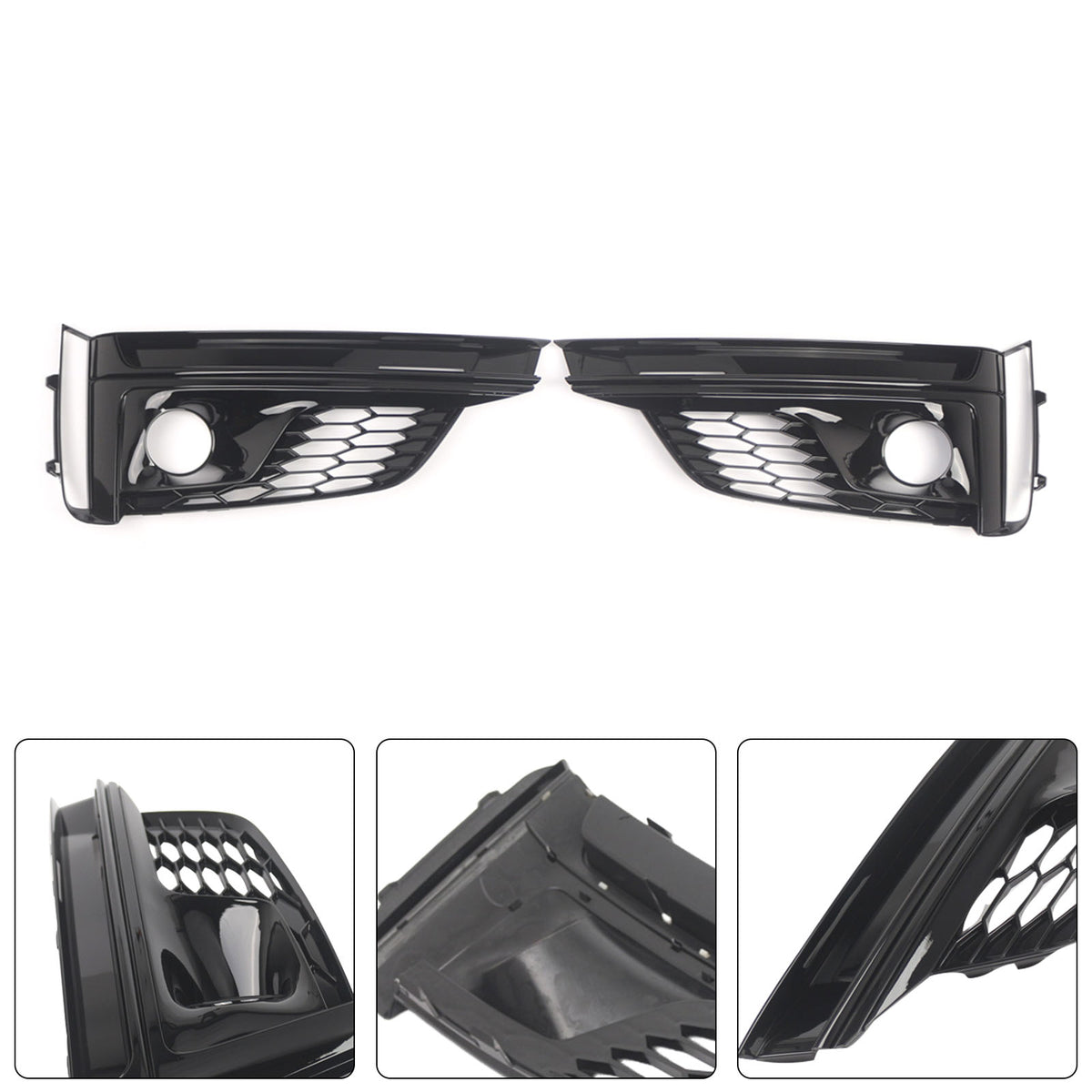 2PCS Front Bumper Fog Light Grille Cover Fit Audi A5 S5 S-Line 2018-2019