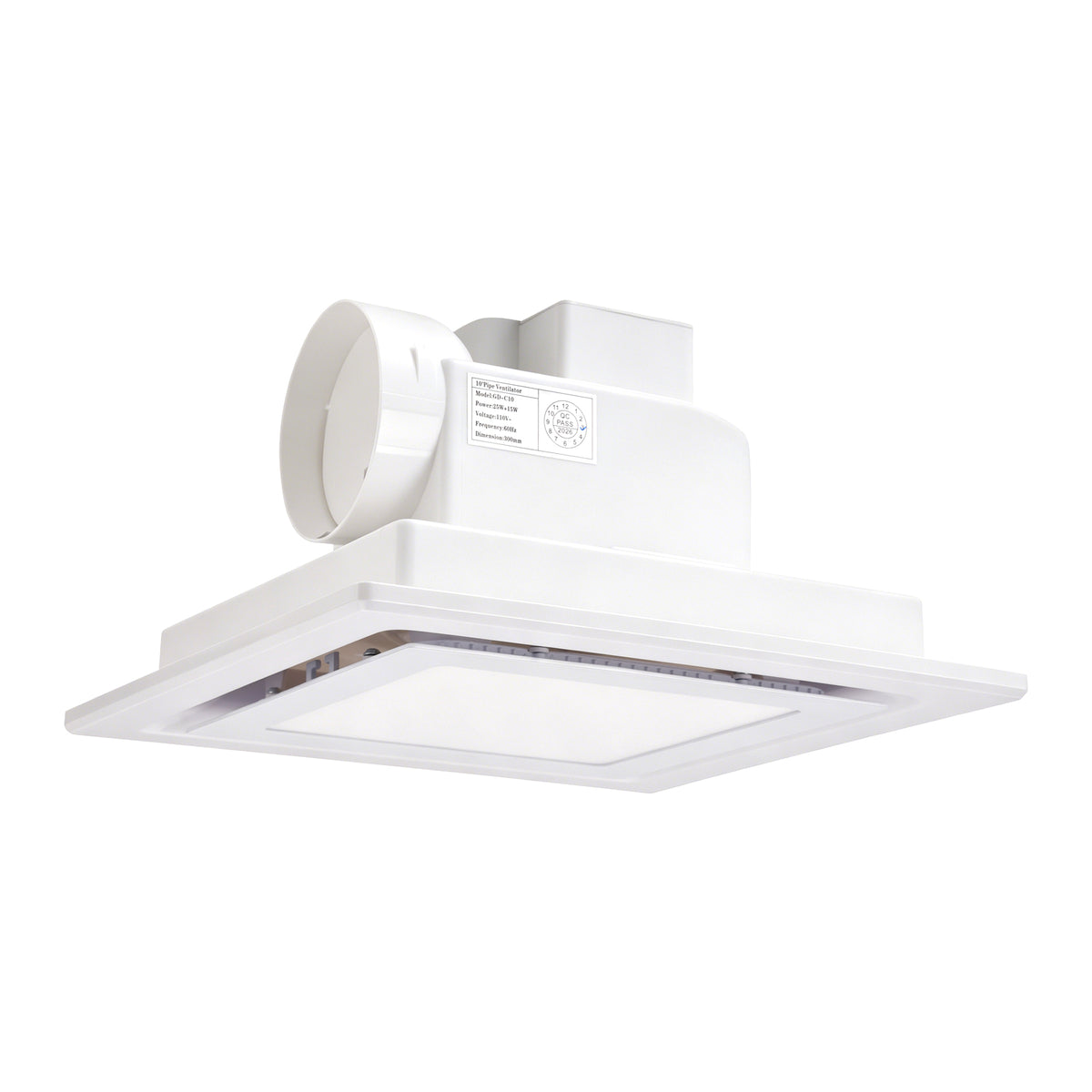 145 CFM 12" Bathroom Exhaust Fan 1.5sones Bath Fan Low Noise with Light
