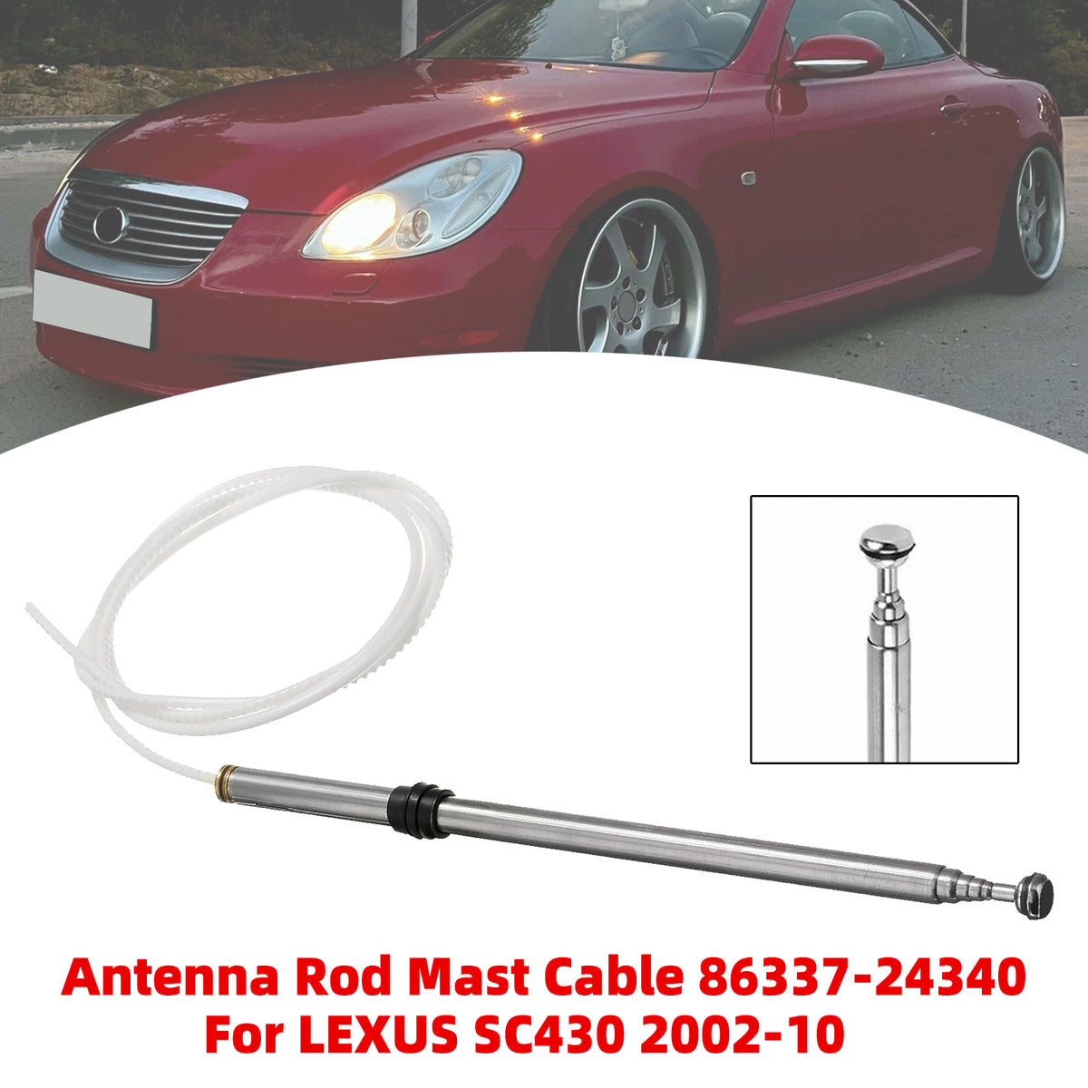 Lexus SC300 92-00 Antenna Rod Mast Cable 86337-24181 86337-24080 Generic
