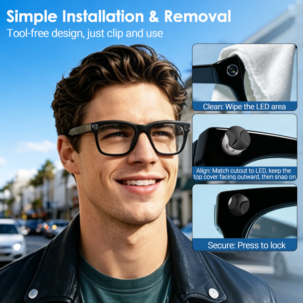 4 PC LED Light Blocking Covers for Ray-Ban Meta All Series Smart Glasses Gen1 Gen2 White