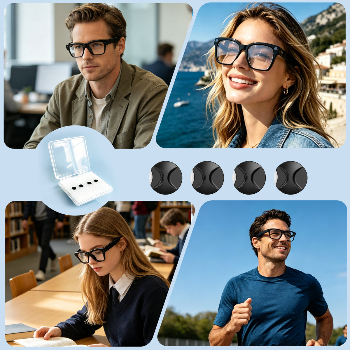4 PC LED Light Blocking Covers for Ray-Ban Meta All Series Smart Glasses Gen1 Gen2 White