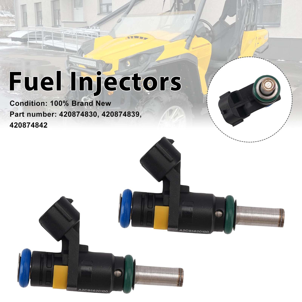 2010-2012 Outlander Max 800R 4X4 XTP EFI 2PC Fuel Injectors 420874830 420874839 Generic
