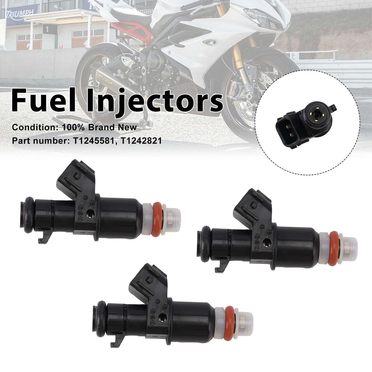 3PC T1245581 Fuel Injectors T1242821 For Daytona 675R 675 R 2013-2017