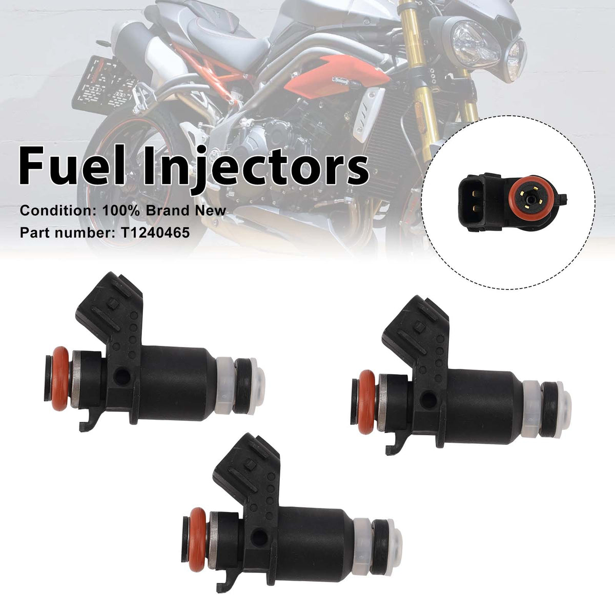 2005-2015 Triumph Speed Triple 1050 3PC Fuel Injectors T1240465 Generic